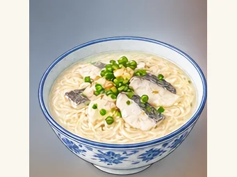 Dongtai fish-broth noodles · 东台鱼汤面 · AI dish illustration