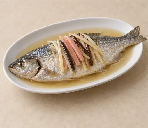清蒸鲥鱼 · Steamed Shad · AI dish illustration