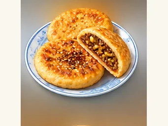 Chaotian walnut flatbread · 朝天核桃饼 · AI dish illustration