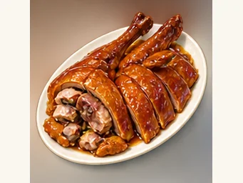 Wugang spice-braised goose · 武冈卤铜鹅 · AI dish illustration
