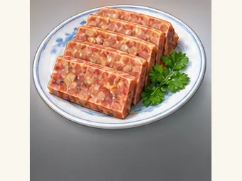 Shenze Xihe starch-and-meat cake · 深泽西河肉糕 · AI dish illustration