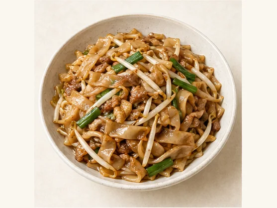 Wuzhou stir-fried rice noodles · 梧州炒河粉 · AI dish illustration