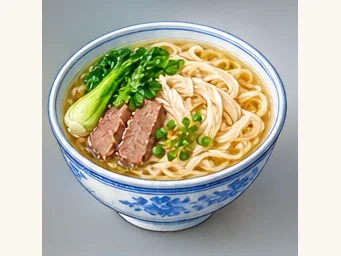 Fushan hand-pulled noodles · 福山大面 · AI dish illustration
