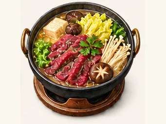 Lijiang yak-meat hotpot · 牦牛肉火锅 · AI dish illustration
