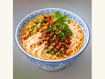 Nanning freshly pressed rice noodles · 南宁生榨米粉 · AI dish illustration