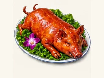 Lingao roast suckling pig · 临高烤乳猪 · AI dish illustration