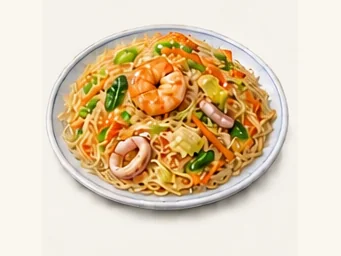 Stir-fried Xinghua vermicelli · 炒兴化粉 · AI dish illustration