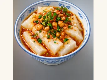 Rice tofu jelly · 米豆腐 · AI dish illustration