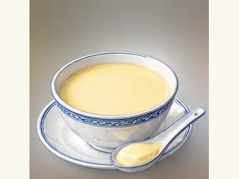 Steamed milk custard · 炖奶 · AI dish illustration