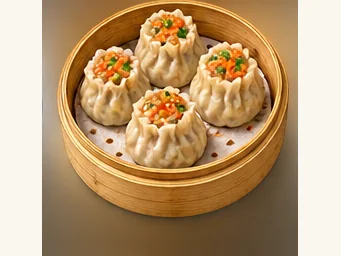 Ruizhou open-topped dumplings · 瑞州烧麦 · AI dish illustration