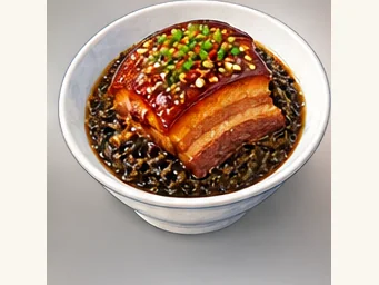Pork belly with preserved greens · 咸烧白 · AI dish illustration