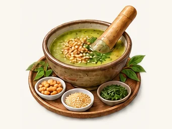 Hakka ground tea · 客家擂茶 · AI dish illustration