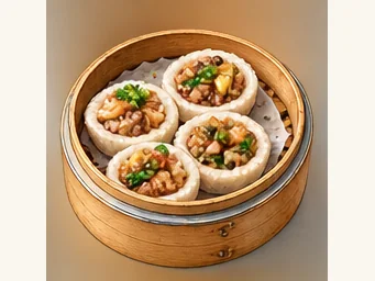 Yanshan cup-shaped rice cakes · 铅山灯盏粿 · AI dish illustration