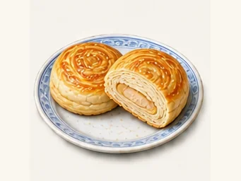 Shouxian layered sweet pastry · 寿县大救驾 · AI dish illustration