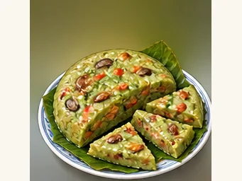 Boat-style savory rice cake · 船上糕 · AI dish illustration