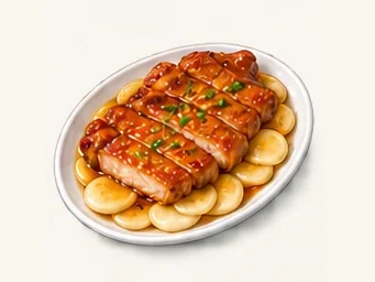 Pork chop with rice cakes · 排骨年糕 · AI dish illustration