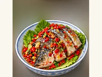 Longsheng sour fish · 龙胜酸鱼 · AI dish illustration