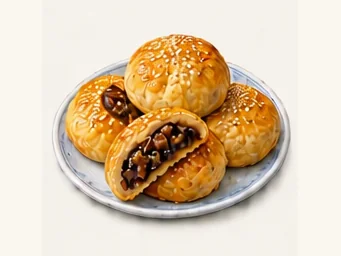 Huangshan crisp mini pastries · 黄山烧饼 · AI dish illustration