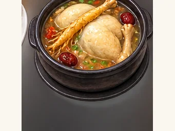 Ginseng chicken soup · 人参鸡汤 · AI dish illustration