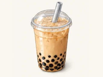 Bubble milk tea · 珍珠奶茶 · AI dish illustration