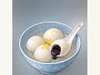 Ningbo sweet rice balls · 宁波汤圆 · AI dish illustration