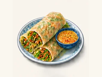 Qianwei thin pancake rolls · 犍为薄饼 · AI dish illustration