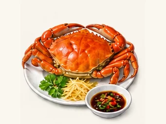 Steamed Hele crab · 和乐蟹 · AI dish illustration