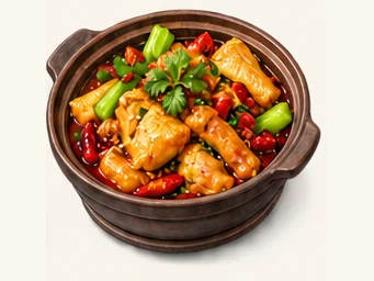 Liziba Liangshan chicken · 李子坝梁山鸡 · AI dish illustration