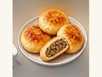 Tieling huoshao pastries · 铁岭火勺 · AI dish illustration