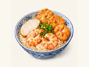 Gangmen seafood noodles · 港门粉 · AI dish illustration