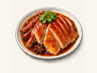 Rongchang braised goose · 荣昌卤鹅 · AI dish illustration
