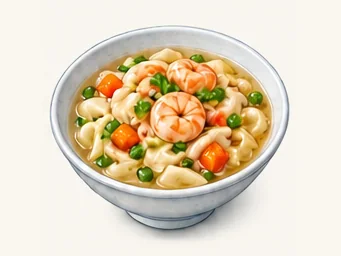 Hangzhou cat-ear pasta soup · 杭州猫耳朵 · AI dish illustration