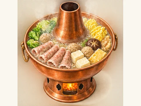 Datong copper hotpot · 大同铜火锅 · AI dish illustration