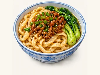 Knife-cut strip noodles · 刀拨面 · AI dish illustration