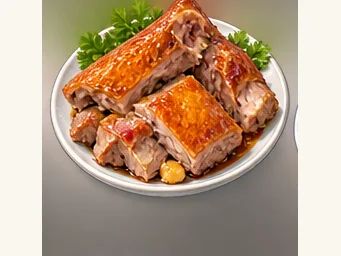 Hot-oil crisped goose · 油烫鹅 · AI dish illustration