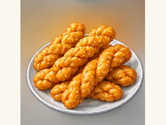 Ningbo fried dough twists · 油赞子 · AI dish illustration