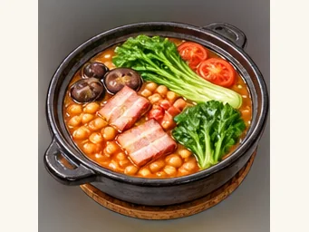 Guiyang bean hotpot · 贵阳豆米火锅 · AI dish illustration