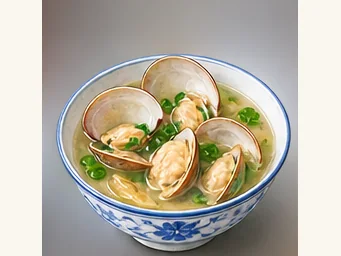 Sea clams in chicken broth · 鸡汤汆海蚌 · AI dish illustration