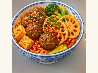 Fushun spicy mixed bowl · 抚顺麻辣拌 · AI dish illustration