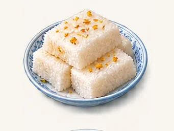 Yexie soft rice cake · 叶榭软糕 · AI dish illustration