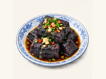 Shishan black tofu · 石山黑豆腐 · AI dish illustration