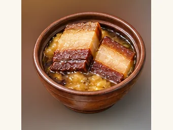 Yanbian oil-preserved pork · 盐边油底肉 · AI dish illustration