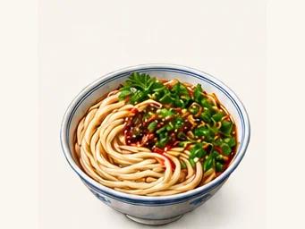 Weishan single-strand noodle · 巍山一根面 · AI dish illustration