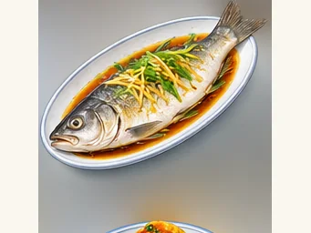 Steamed Xingkai Lake whitefish · 清蒸兴凯湖大白鱼 · AI dish illustration