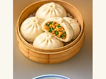 Luoquan tofu buns · 罗泉豆腐包子 · AI dish illustration