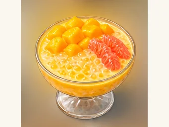 Mango sago pomelo · 杨枝甘露 · AI dish illustration