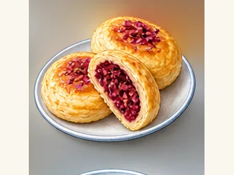 Pingyin rose pastries · 平阴玫瑰饼 · AI dish illustration