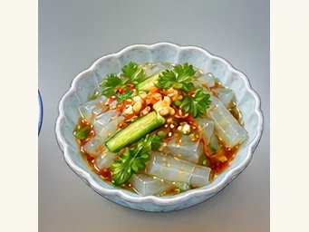Dalian seaweed jelly · 大连海凉粉 · AI dish illustration