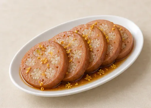 桂花糖藕 · Osmanthus Lotus Root with Sticky Rice · AI dish illustration