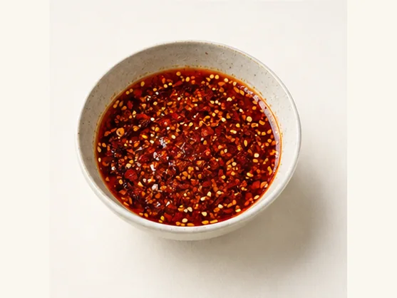 Shaanxi hot-oil chilli condiment · 油泼辣子 · AI dish illustration